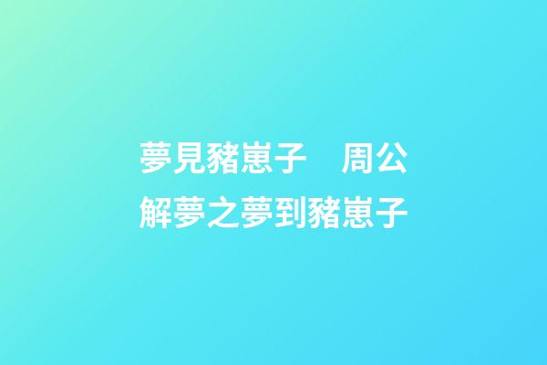 夢見豬崽子　周公解夢之夢到豬崽子